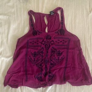 Women's Magenta Embroidered Racerback Tank Top